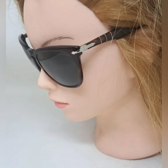 Persol Sunglasses Brown Havana Green Square Key-Hole Crystal 